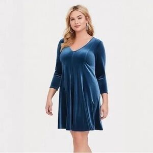 Mini Velvet Fluted Dress